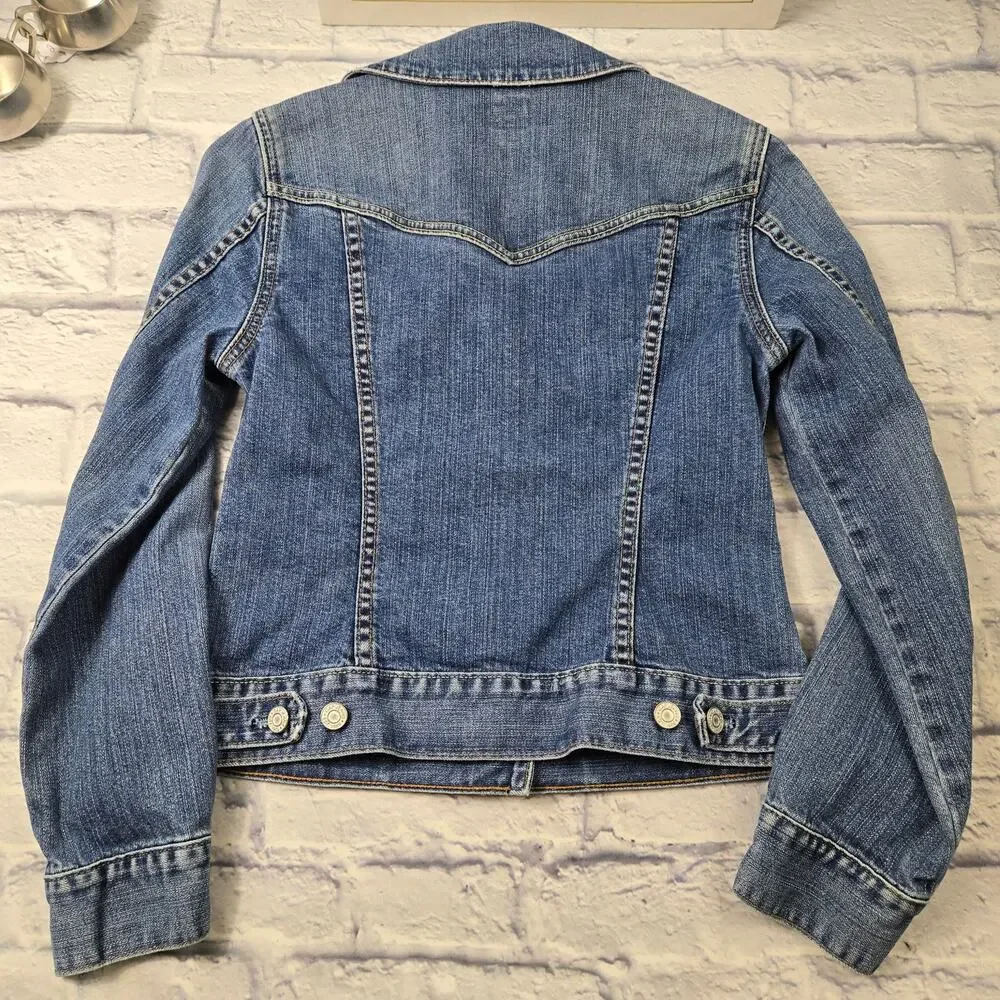 Vintage GAP Women's Denim Jacket Trucker Jean Spring 2004 Stretch size XS - Picture 6 of 13